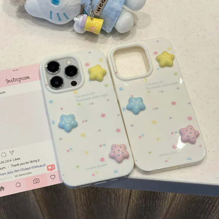 奥菲顿立体彩色星星适用苹果16果冻手机壳小米15vivo华为P70oppo