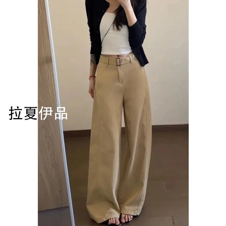 大码胖mm定制2025秋季新款高腰牛仔裤女宽松显瘦休闲阔腿裤配腰带