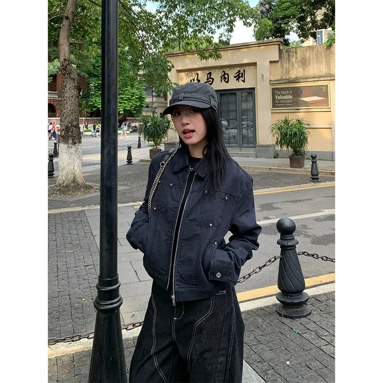 美式高街vibe短外套女2025秋季新款设计感复古显瘦长袖夹克上衣潮