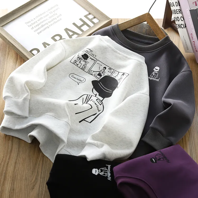 男童卫衣2025春秋新款儿童圆领衫长袖中大童装卡通潮酷印花打底衫