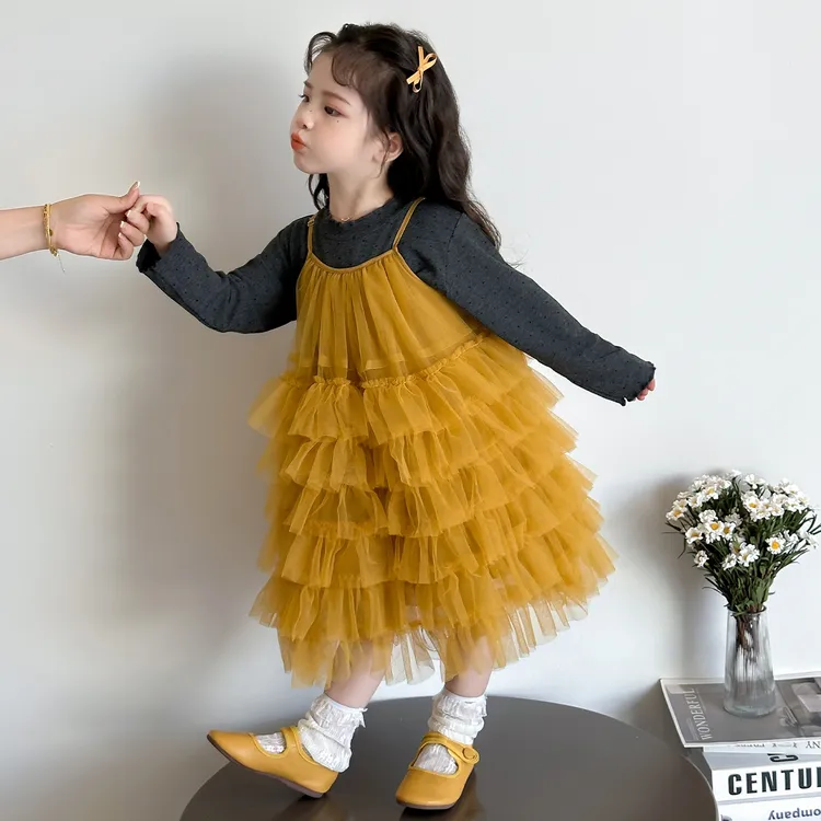 女童吊带蛋糕裙两件套2025秋季新款韩版小香风礼服套装童装潮