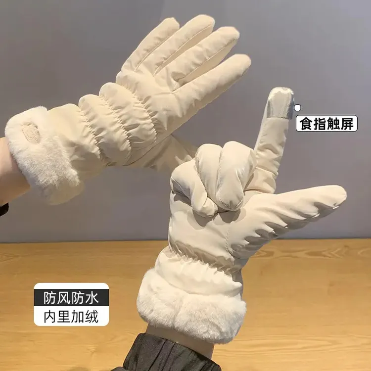 手套骑车保暖防寒女士冬季学生可爱触屏加绒加厚防风骑行棉滑雪