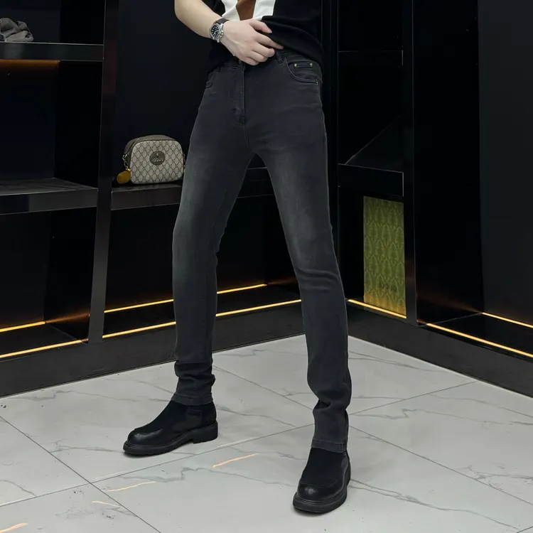 2519男士牛仔裤修身小脚早秋新款欧美简约中腰拉链百搭时尚潮流男