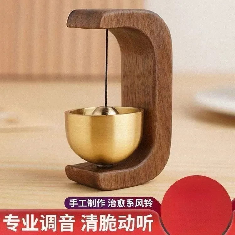 进门提醒铃铛挂门上入户风铃磁吸木质门铃店铺开门感应提示铃PKS