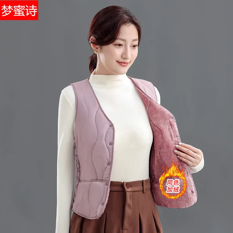 2025新款秋冬棉马甲女款加绒防寒保暖背心中老年修身百搭短款坎肩