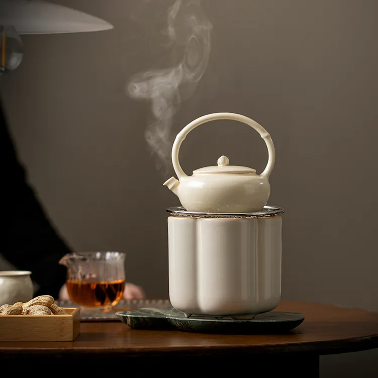 围炉煮茶炭炉酒精炉加热保温侧把陶壶蜡烛温茶暖茶家用小火炉套装