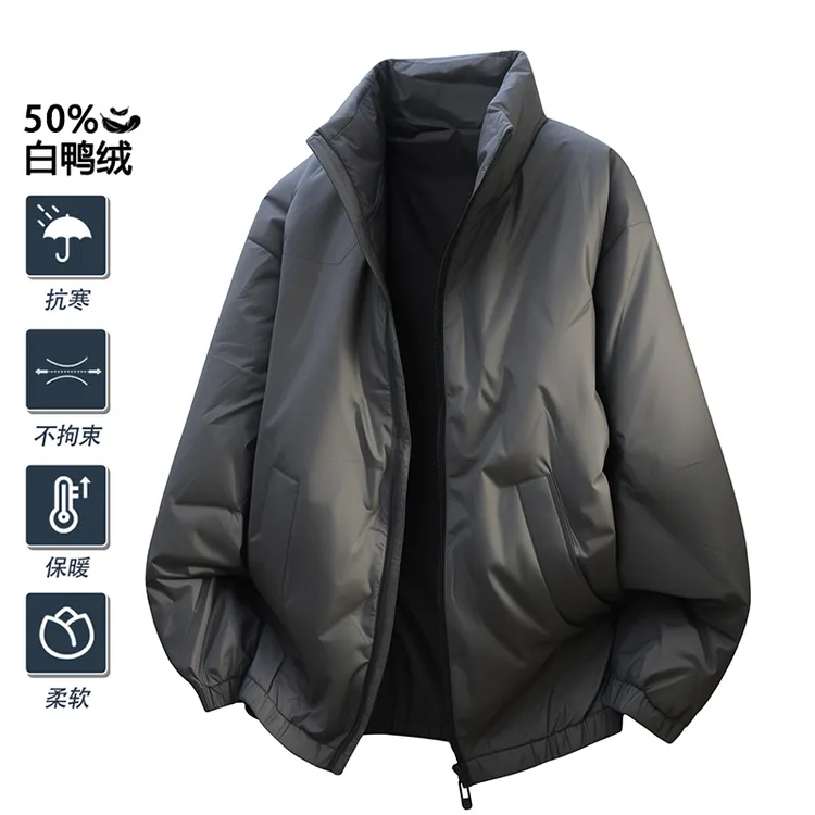高端潮牌羽绒服秋冬季新款宽松白鸭绒三防抗寒男士大码工装羽绒衣