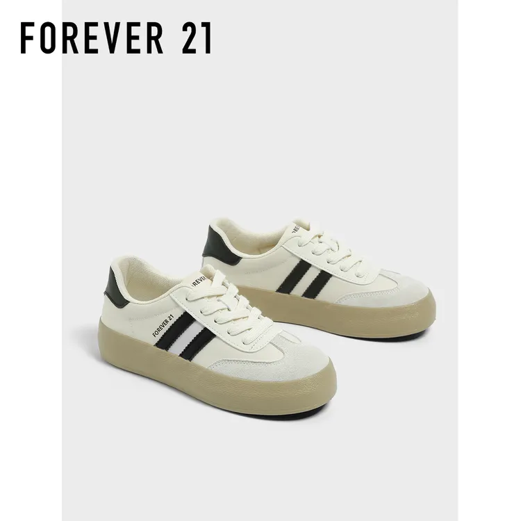 F21真皮厚底德训鞋女2025新款夏季增高百搭时尚复古运动小白板鞋