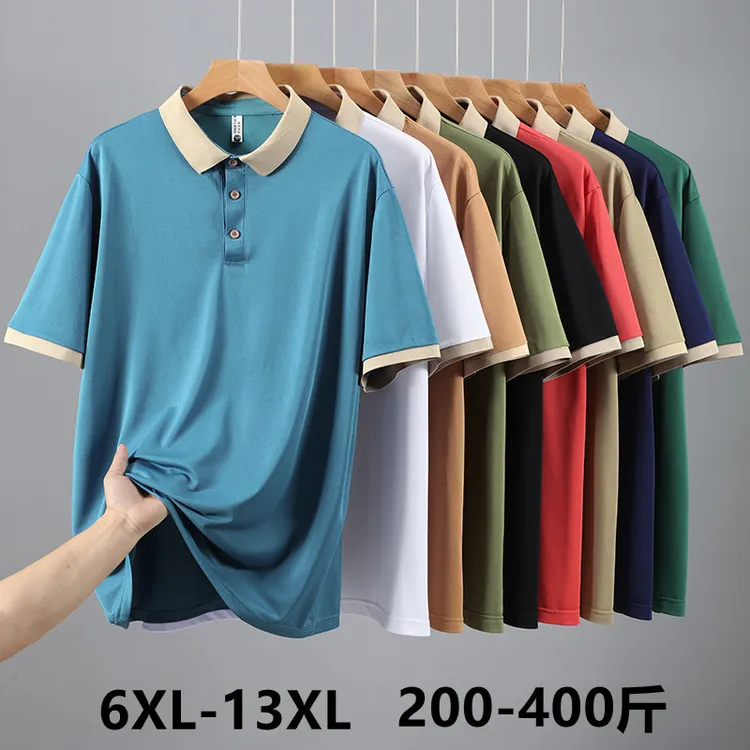 400斤特大码男士短袖Polo衫夏季潮流半袖加肥加大胖子休闲翻领T恤