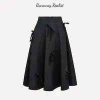 【RUNAWAY REALIST】黑标-100精纺羊毛蝴蝶结伞裙 Q227