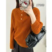 17069（部分无水洗唛，介意慎拍）CHUXUN新款高领五粒扣长袖针织衫