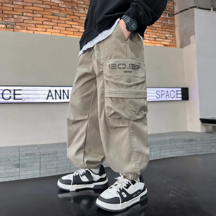 男童裤子春秋款2025新款中大儿童秋装工装裤男孩秋季休闲长裤帅气