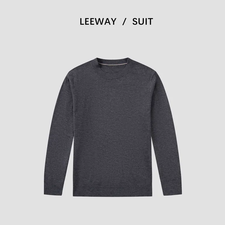 LEEWAY / SUIT 【美利奴羊毛羊绒】高端男士秋冬新款圆领商务羊毛衫