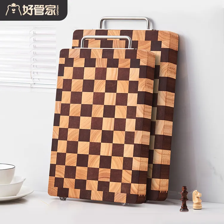 好管家双面相思木切菜板棋盘格菜板无漆无蜡抗菌家用砧板木质案板