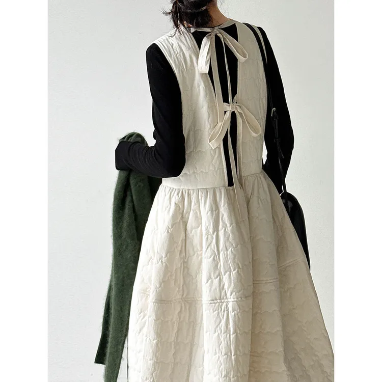 网红洋气炸街女装NS 韩系夹棉加厚无袖背心裙女秋冬新款小众设计