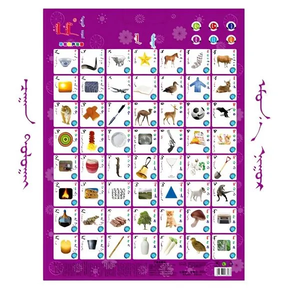 蒙古儿童早教玩具 蒙语字母有声挂图点读认知卡语音挂图有声