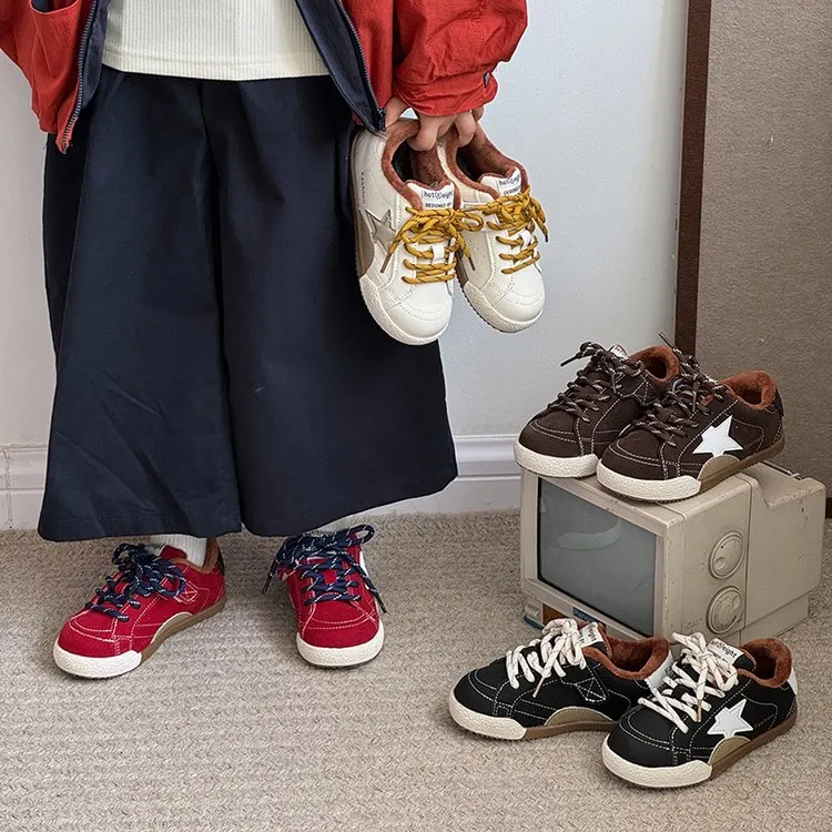 加绒星星阿甘鞋儿童板鞋女童男童保暖韩版秋冬季棉鞋防滑时尚百搭