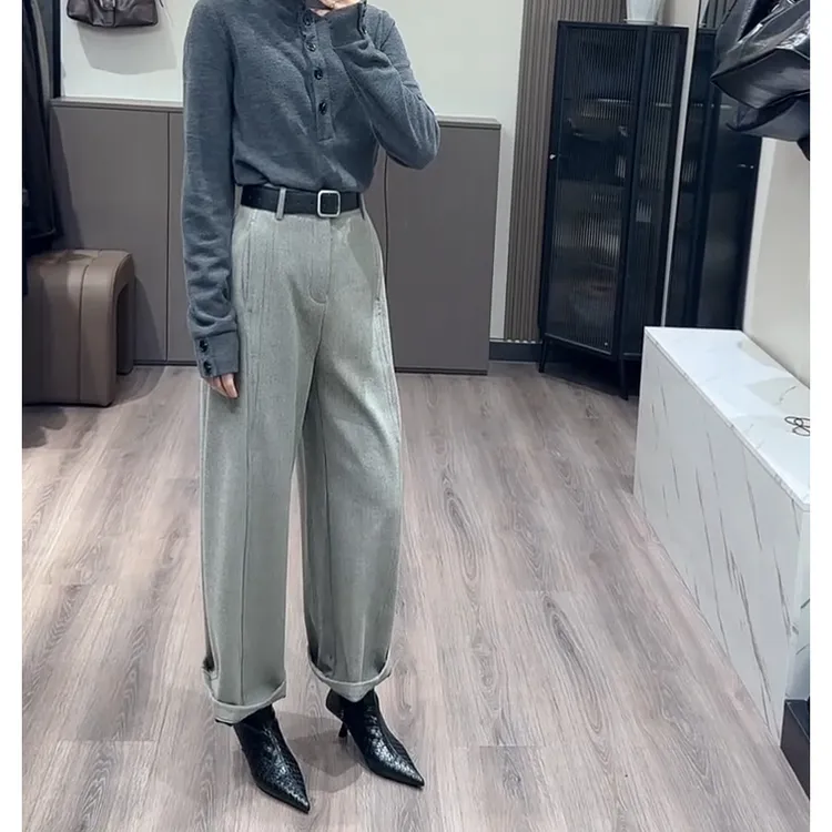 新款加绒气质百搭高级感直筒裤女2025冬高腰显瘦通勤百搭休闲长裤