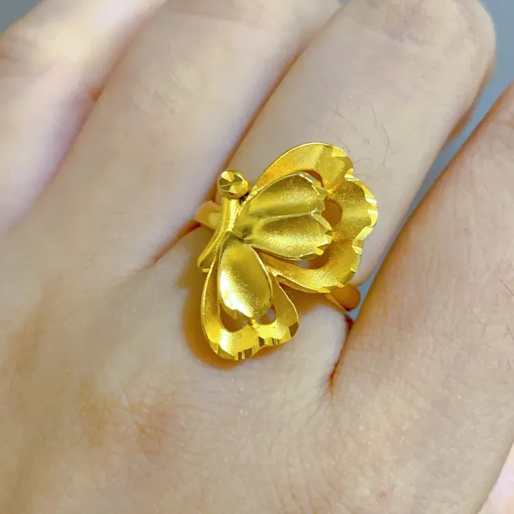 铜合金戒指 活口立体大蝴蝶优雅女款戒指 精美防水不掉色a15