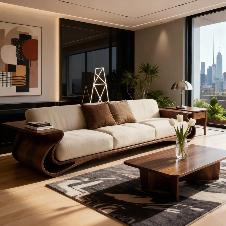 新中式北美黑胡桃木直排沙发中古风家用高端实木客厅家具三人位