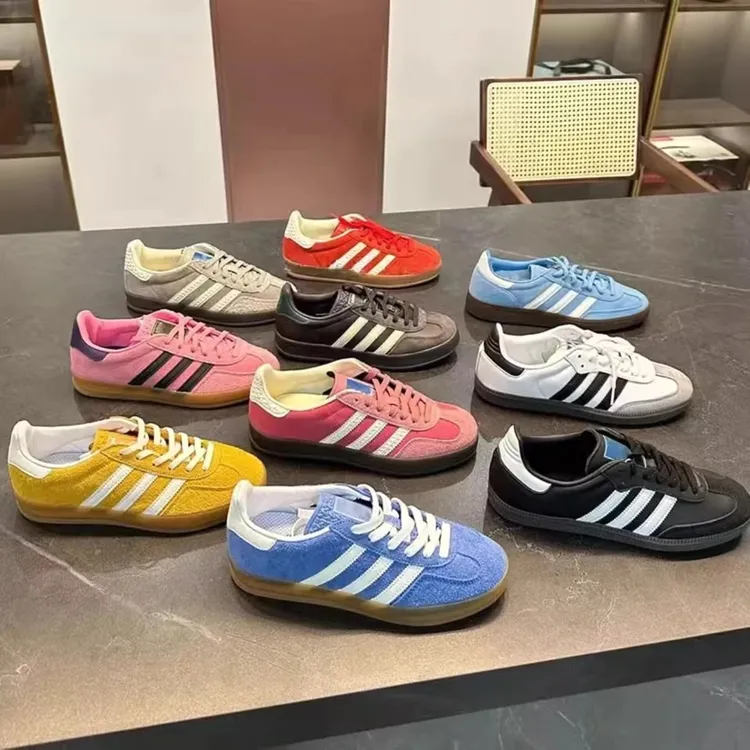 正品三杠德训鞋美式运动复古男女鞋2025新款厚底休闲百搭板鞋