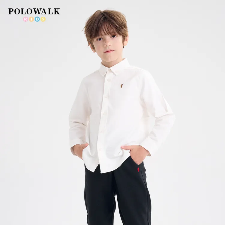 POLOWALK秋冬新品男童牛津纺长袖衬衫AXEW532E0151【妈妈推荐】