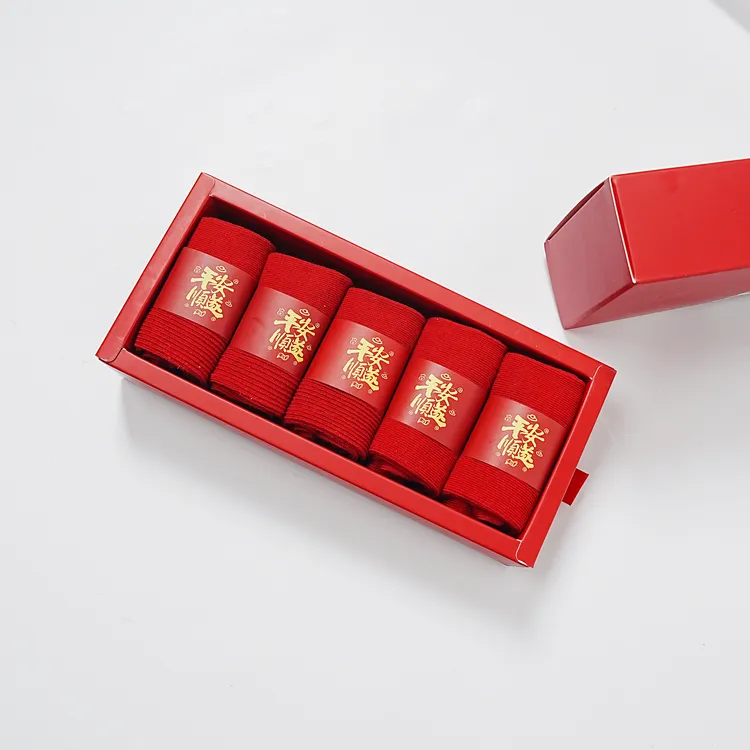 金雀绫【福气满满】喜庆保暖耐磨纯色中筒袜SZAK4WJZ210