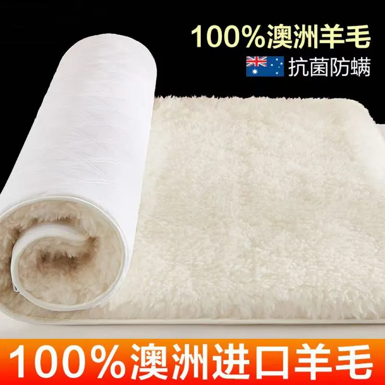 100%进口澳洲羊毛床垫软垫冬季床褥子加厚单人冬天保暖羊羔绒垫子