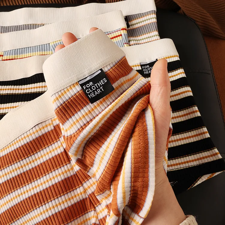 蔚影男士内裤男款青年条纹平角裤95%棉潮流运动透气平角短裤男