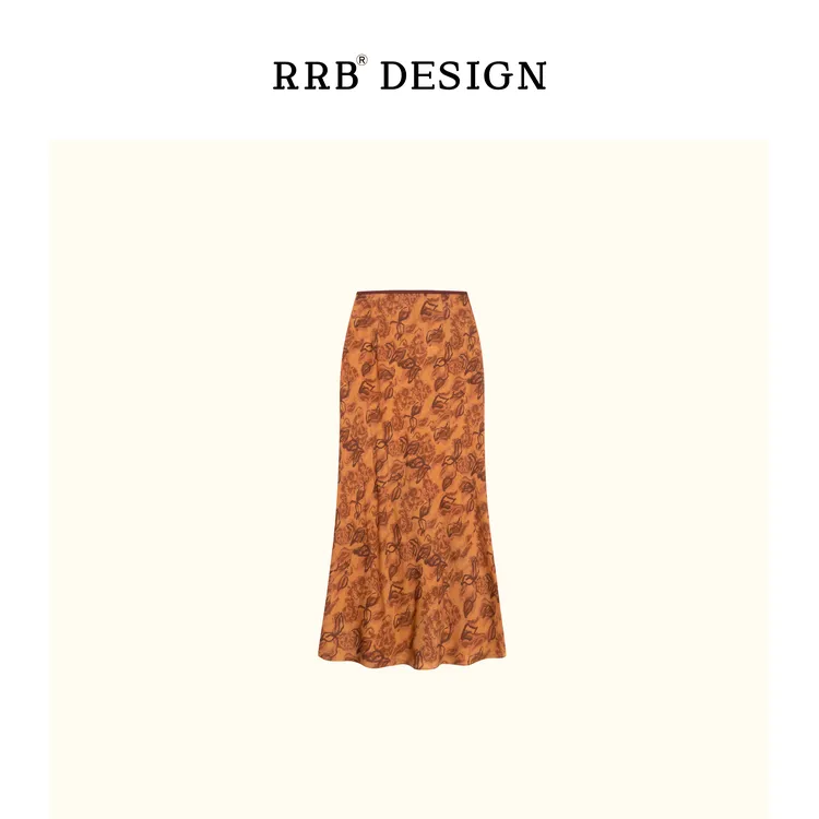RRB Design「繁茂夏夜」时尚气质优雅复古时髦松紧腰长款半身裙