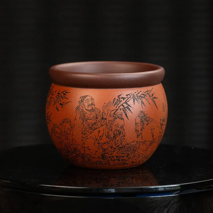 南柯记【竹林七贤】全手工刻绘缸杯|紫砂茶杯主人杯高档茶器