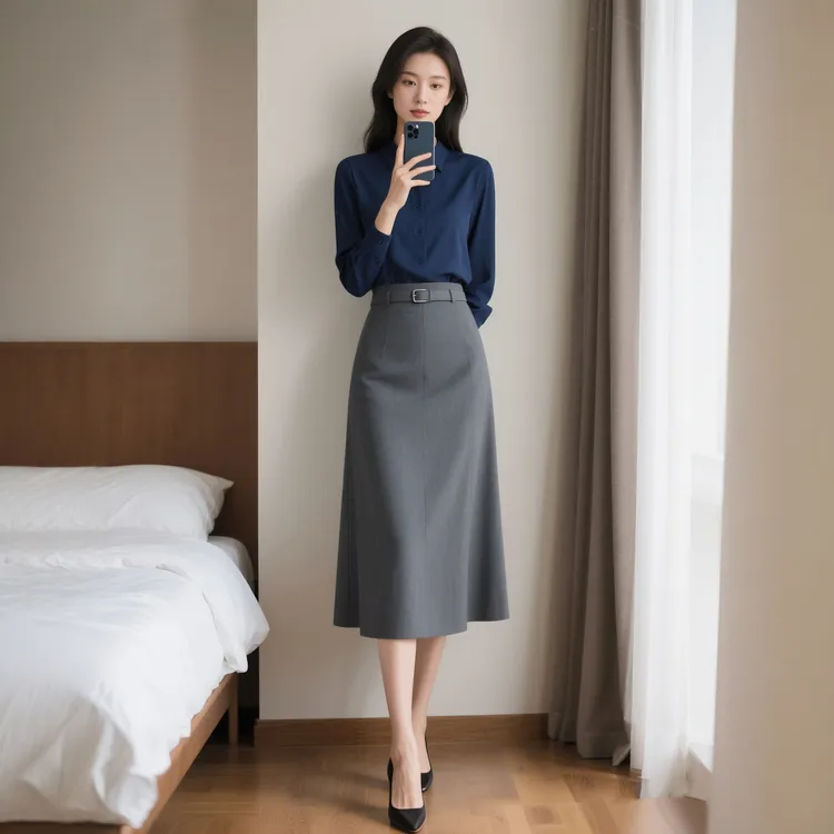 秋季新款女装时尚气质复古高端衬衫两件套装半身裙子女士通勤洋气