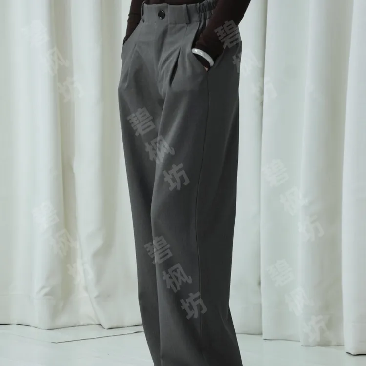 碧枫坊超高腰复古显瘦西装长裤新款直筒裤休闲裤子