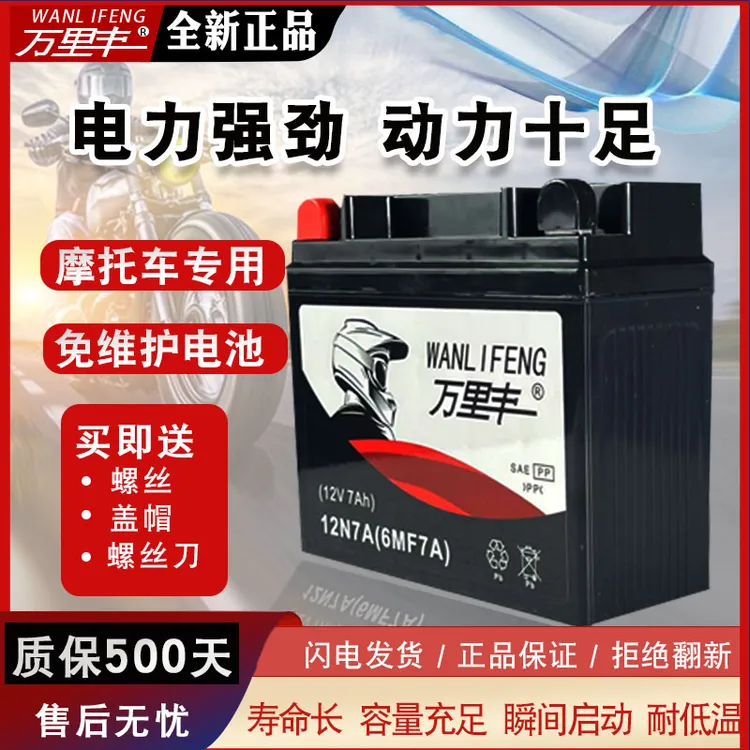 摩托车电瓶12V免维护弯梁助力125踏板三轮车7A9A蓄电池通用