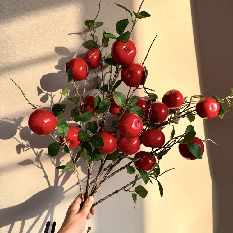 仿真纯色红苹果高级感逼真假花仿真花电视柜装饰品摆件客厅装饰