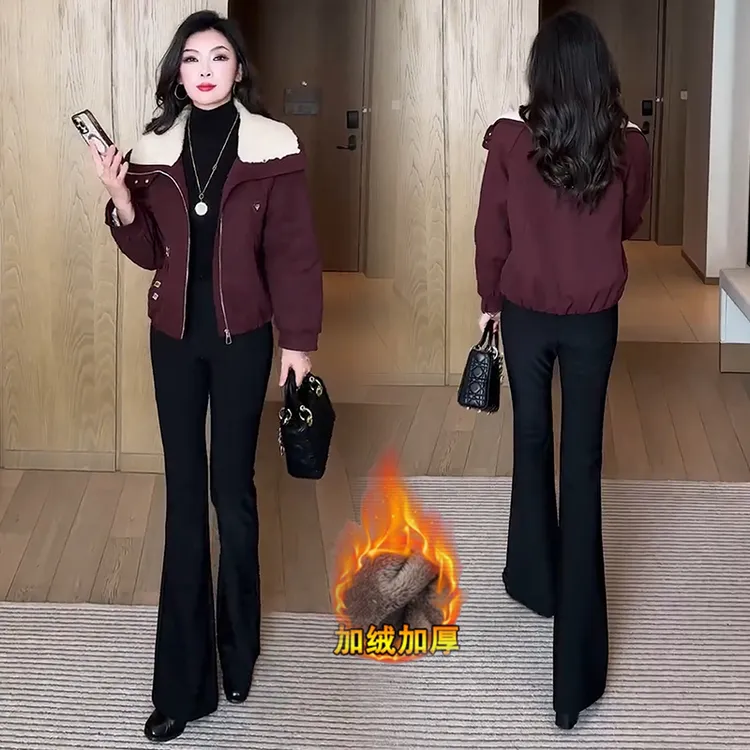 加绒加厚短款派克服外套女2025冬季新款洋气小个子百搭保暖棉袄潮