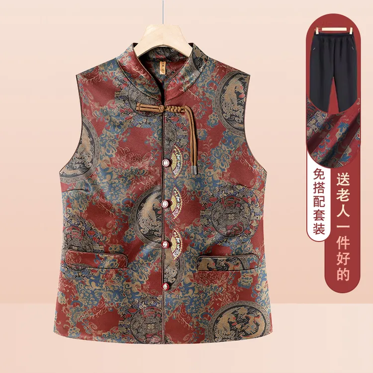 老太太唐装国风马甲秋款老年女装老人马夹奶奶坎肩妈妈背心外穿