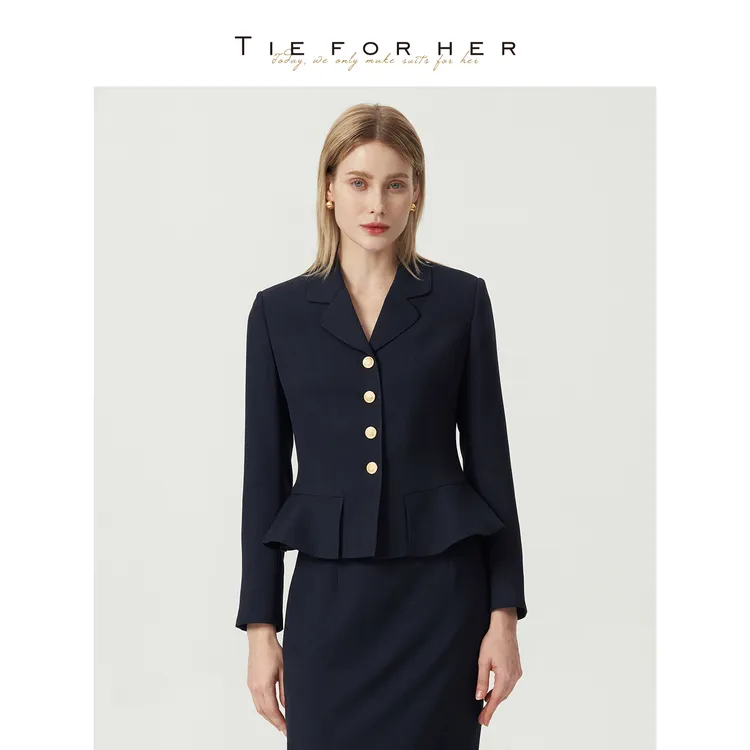 TieForHer Leiden西装套装女 短外套半裙 显瘦收腰 优雅通勤