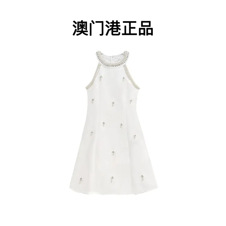 澳门港正品优雅风泡泡袖夏季宽松连衣裙复古轻奢裙子#13-QZ-66