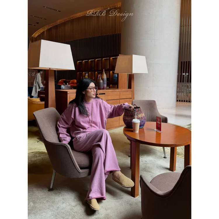 RRB Design 100%棉宽松显瘦套头卫衣裤休闲两件套厚实保暖套装