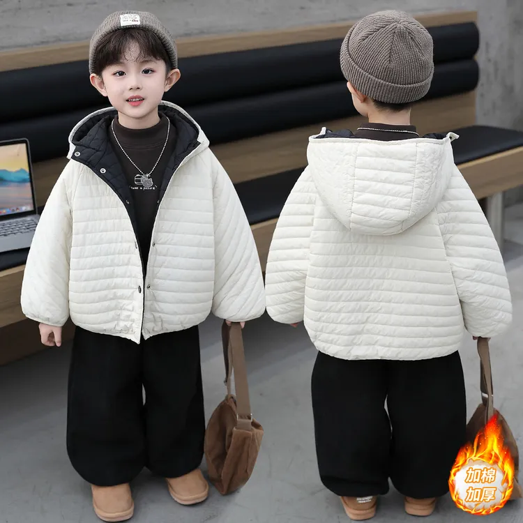 男童棉服冬装2025新款儿童轻薄款棉衣冬季帅气双面穿男宝宝棉袄潮