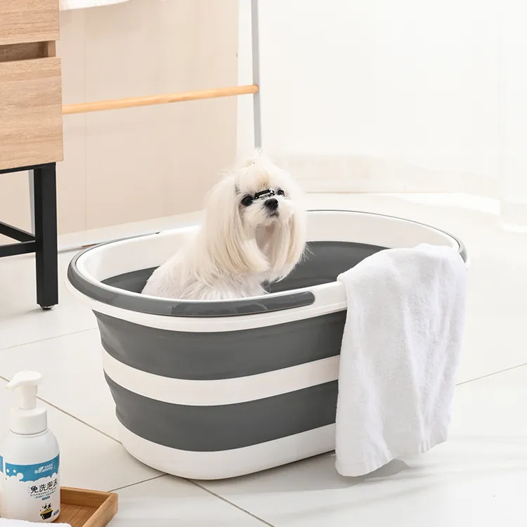 宠物可折叠猫狗狗洗澡盆洗澡桶35L超大容量带轮子沐浴缸收纳水桶