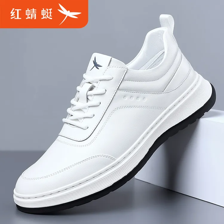 红蜻蜓男鞋2025冬季新款牛皮鞋加绒小白鞋百搭休闲潮流鞋C0233590商品图