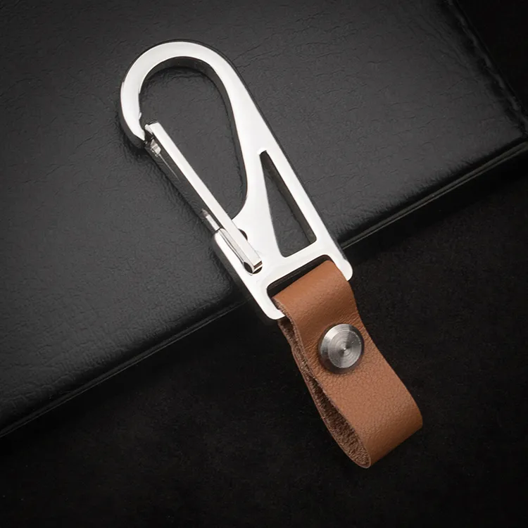 真皮汽车钥匙扣304不锈钢腰挂锁匙扣高档牛皮可拆卸钥匙链圈礼品