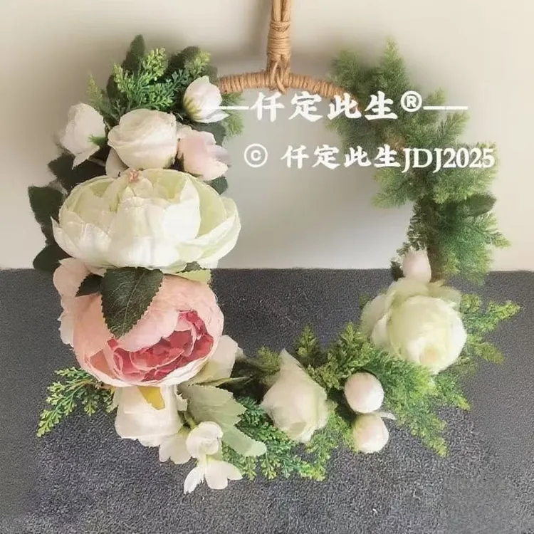 【仟定此生】婚礼门楣摄影婚庆道具挂壁开业墙壁挂花花环开门大吉