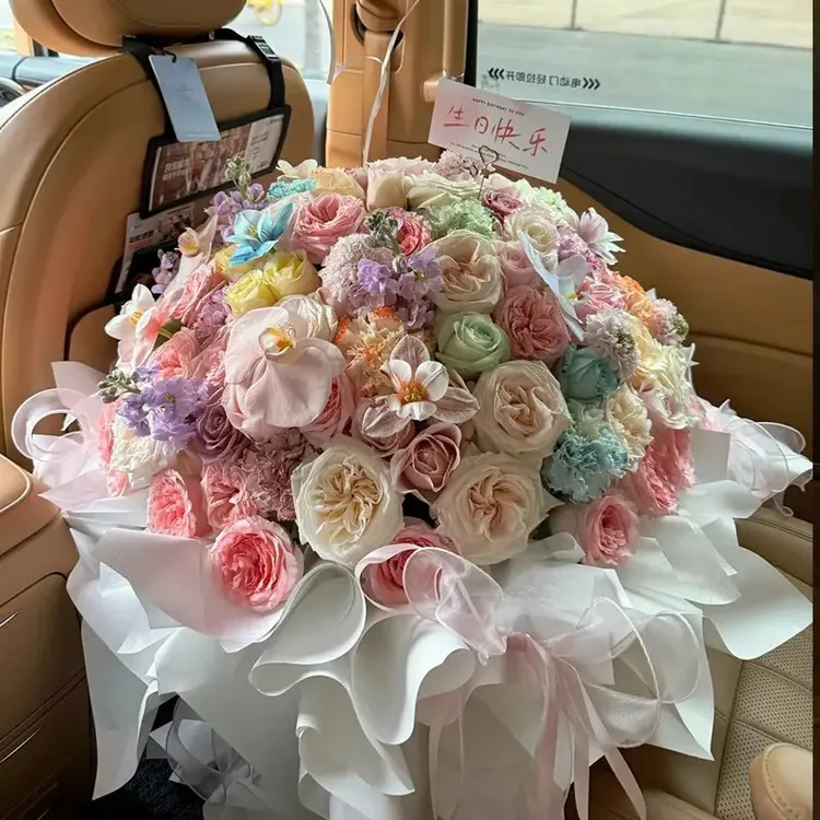 鲜花速递同城99朵粉玫瑰花多巴胺鲜花束送闺蜜送女友生日配送花束