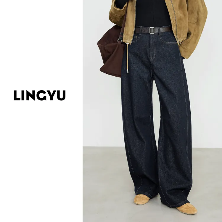 遮胯1姐|江南@衣立体剪裁牛仔裤女一体牛奶绒-8°高腰显瘦设计师款