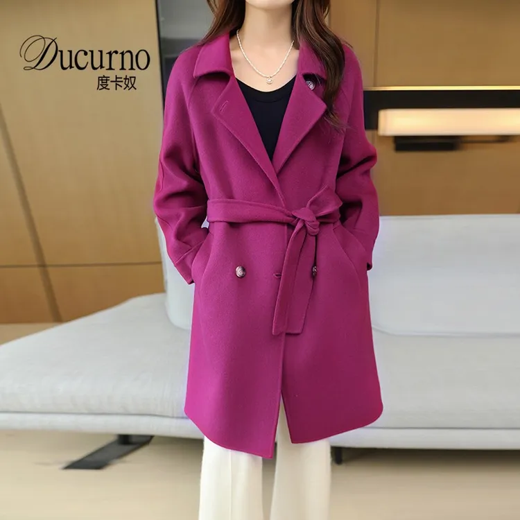 双面羊毛大衣中长款轻奢洋气女外套秋冬新款休闲宽松简约毛呢外套