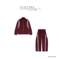 夏羽墨女童秋冬新款红色立领条纹套装时尚百搭加厚保暖休闲装