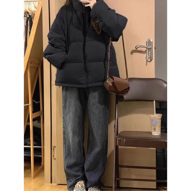 大码300斤韩系纯色基础版百搭保暖棉服男女秋冬季宽松百搭面包服